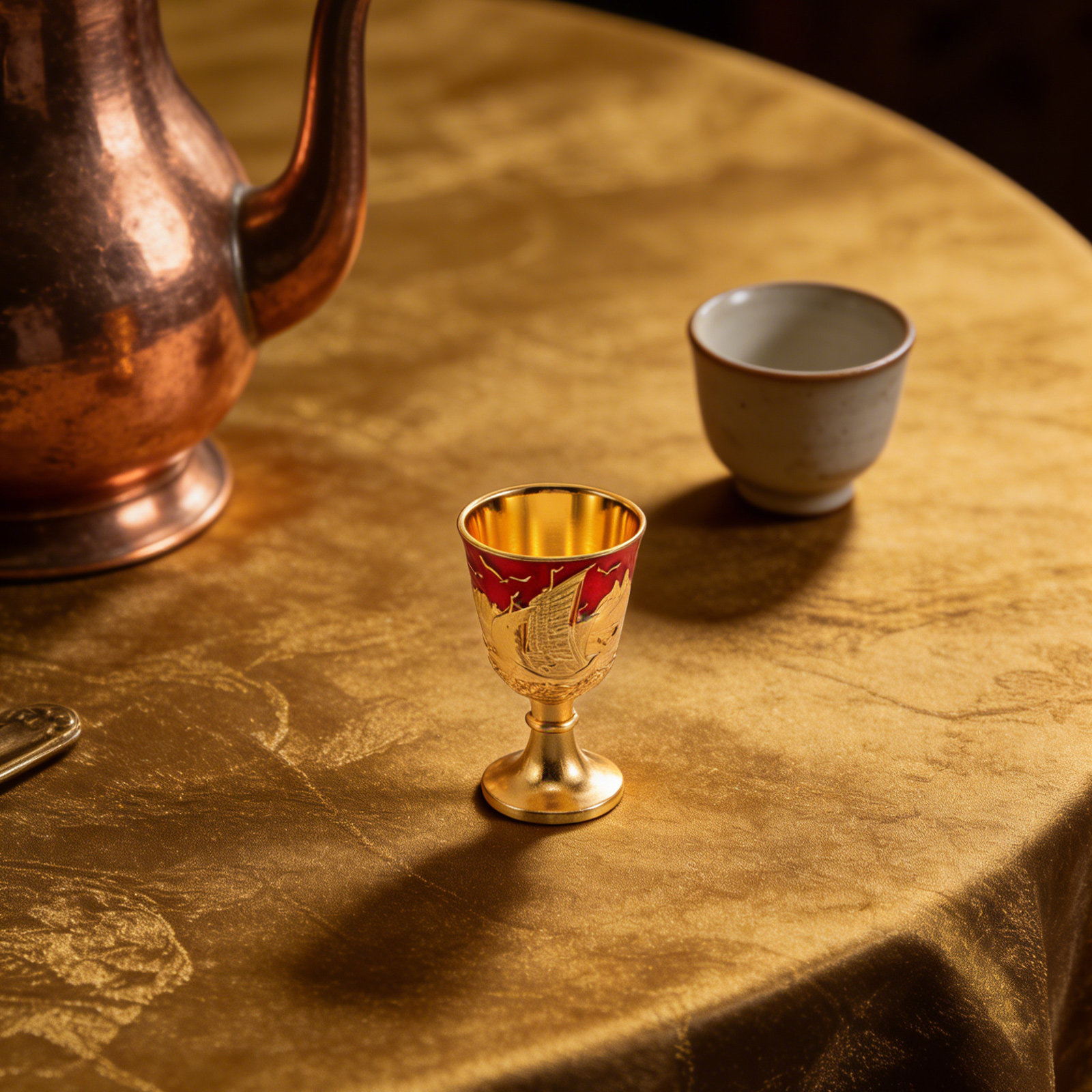 Home Bar Set - 빈티지 스타일의 합금 재질 와인잔 2개
