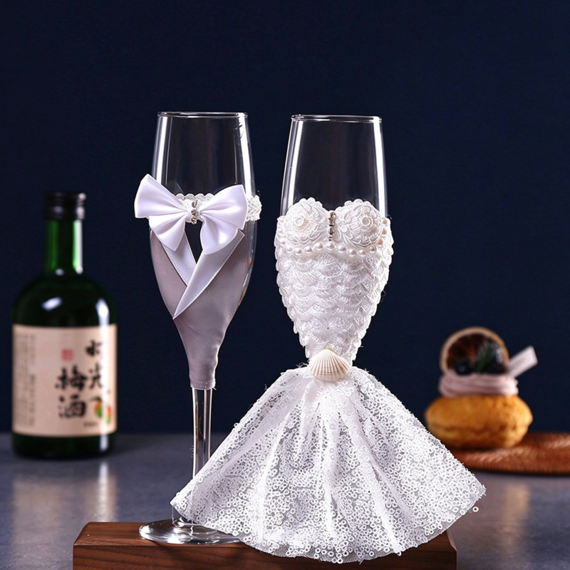 웨딩 샴페인 잔 세트, 신랑 신부 드레스와 어울리는 고 - Home Bar Set 리뷰 및 가격